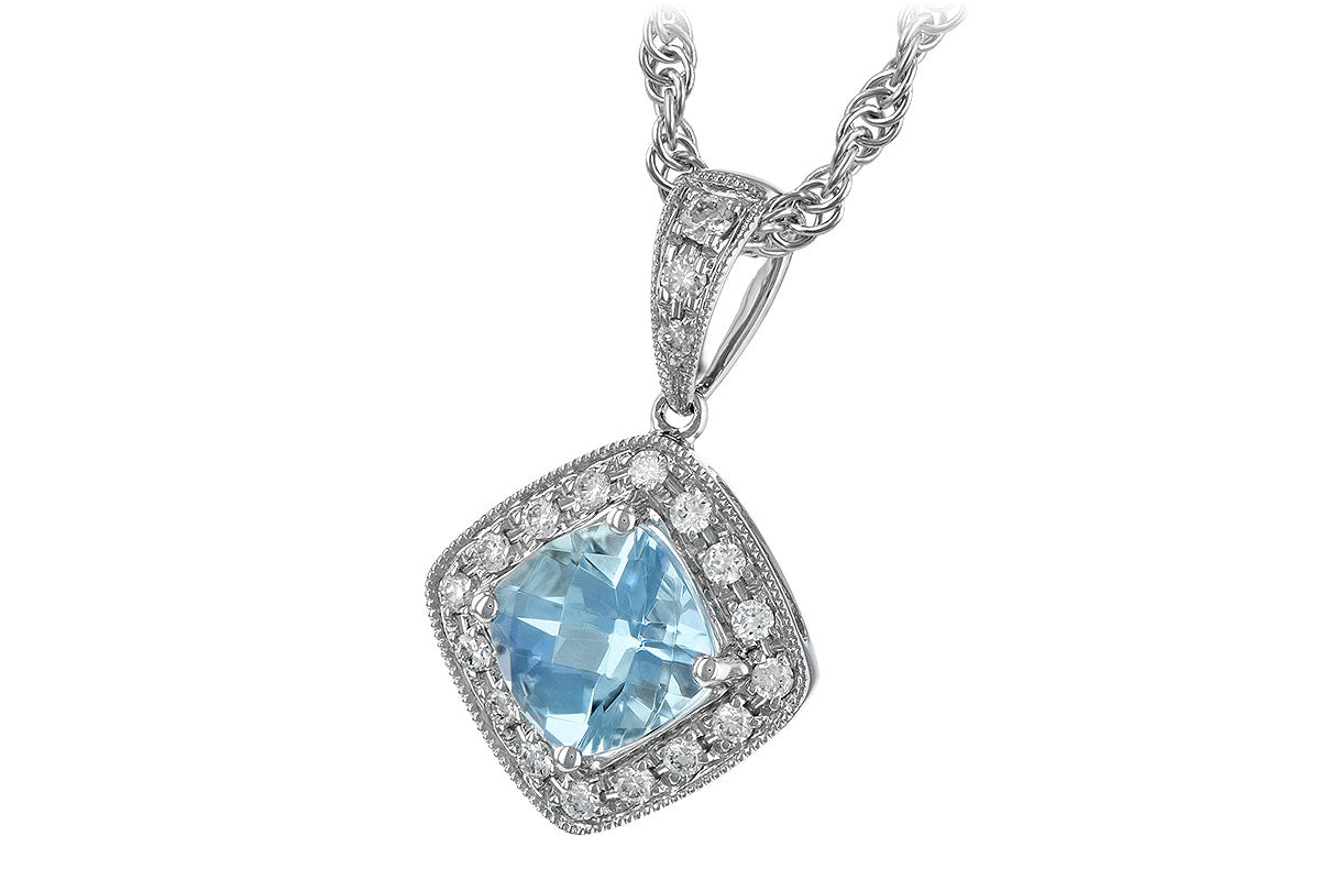 Allison Kaufman Aquamarine & Diamond Necklace in 14K White Gold, 0.93 ctw, alternate view