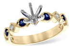 Allison Kaufman Sapphire & Diamond Engagement Ring Semi-Mount in 14K Yellow Gold, 0.24 ctw