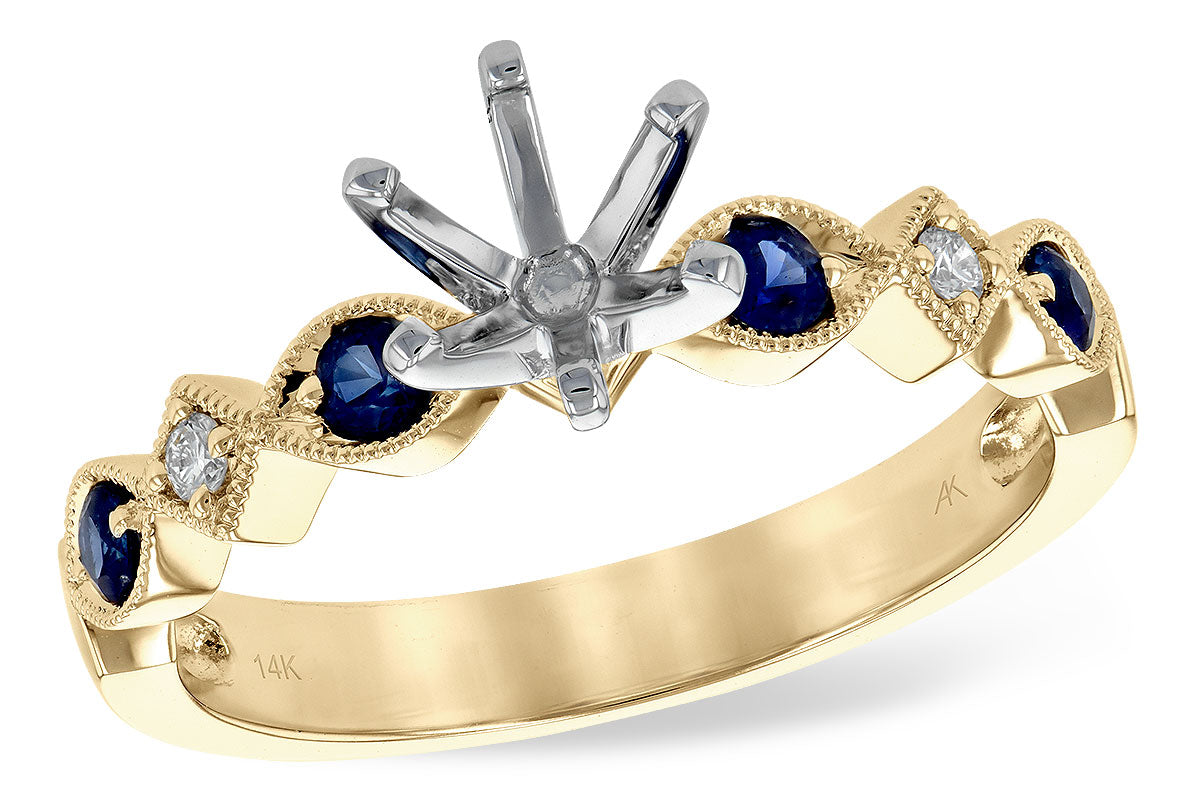 Allison Kaufman Sapphire & Diamond Engagement Ring Semi-Mount in 14K Yellow Gold, 0.24 ctw