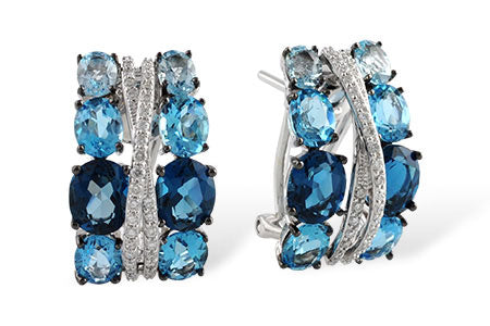 Allison Kaufman Blue Topaz & Diamond Earrings in 14K White Gold, 6.46 ctw