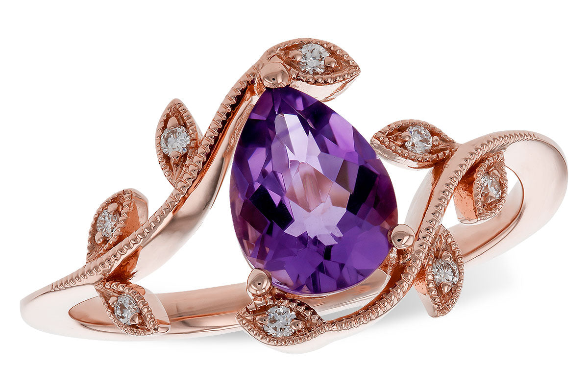 Allison Kaufman Amethyst & Diamond Ring in 14K Rose Gold, 0.94 ctw