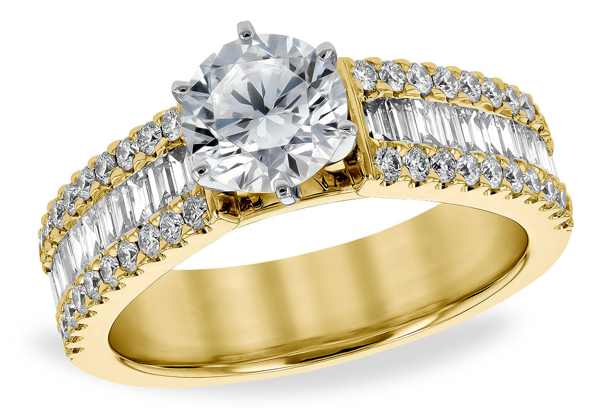Allison Kaufman Baguette Diamond Engagement Ring Semi-Mount in 14K Yellow Gold, 0.81 ctw