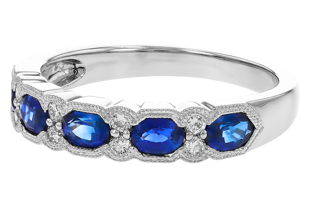 Allison Kaufman Sapphire & Diamond Wedding Band in 14K White Gold, 1.04 ctw, alternate view