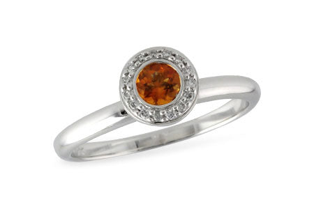 Allison Kaufman Citrine & Diamond Ring in 14K White Gold, 0.25 ctw
