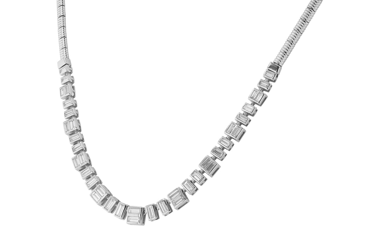 Allison Kaufman Baguette Diamond Necklace in 14K White Gold, 1.80 ctw, alternate view