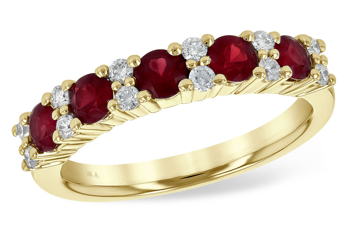 Allison Kaufman Ruby & Diamond Wedding Band in 14K Yellow Gold, 1.12 ctw