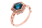Allison Kaufman London Blue Topaz & Diamond Ring in 14K Rose Gold, 2.14 ctw, alternate view