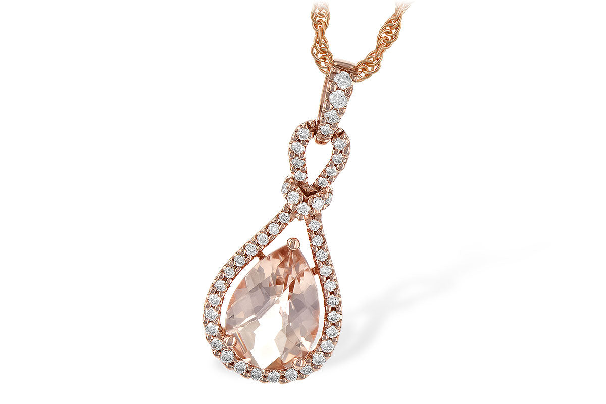 Allison Kaufman Morganite & Diamond Necklace in 14K Rose Gold, 1.75 ctw