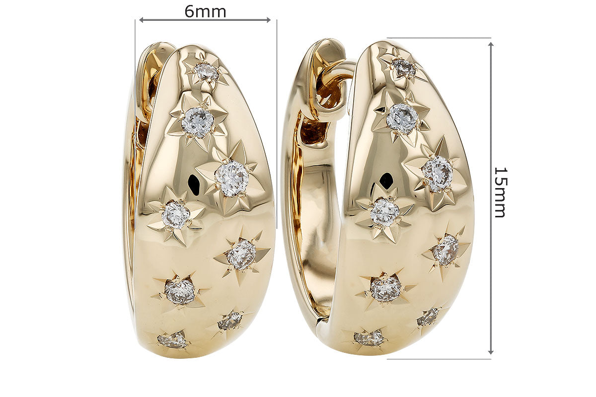 Allison Kaufman Diamond Earrings in 14K Yellow Gold, 0.17 ctw, alternate view