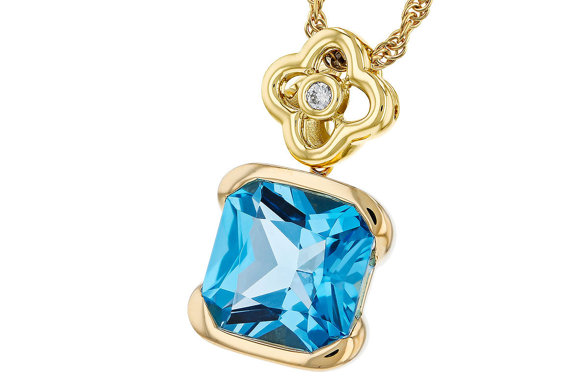 Allison Kaufman Blue Topaz & Diamond Necklace in 14K Yellow Gold, 3.52 ctw, alternate view