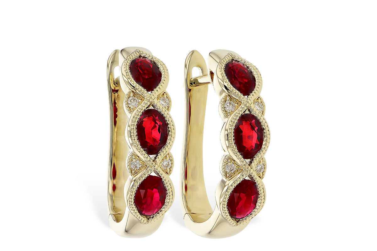 Allison Kaufman Ruby & Diamond Earrings in 14K Yellow Gold, 1.25 ctw