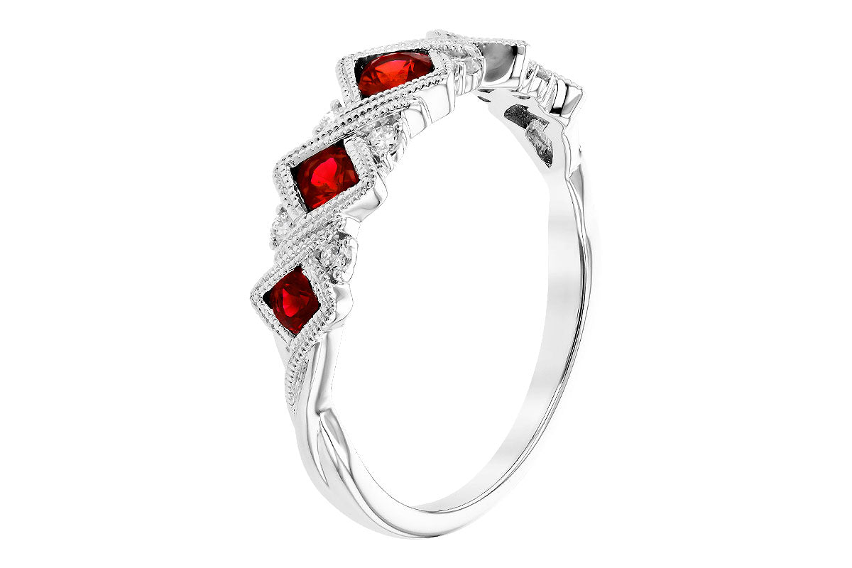 Allison Kaufman Ruby & Diamond Wedding Band in 14K White Gold, 0.58 ctw, alternate view