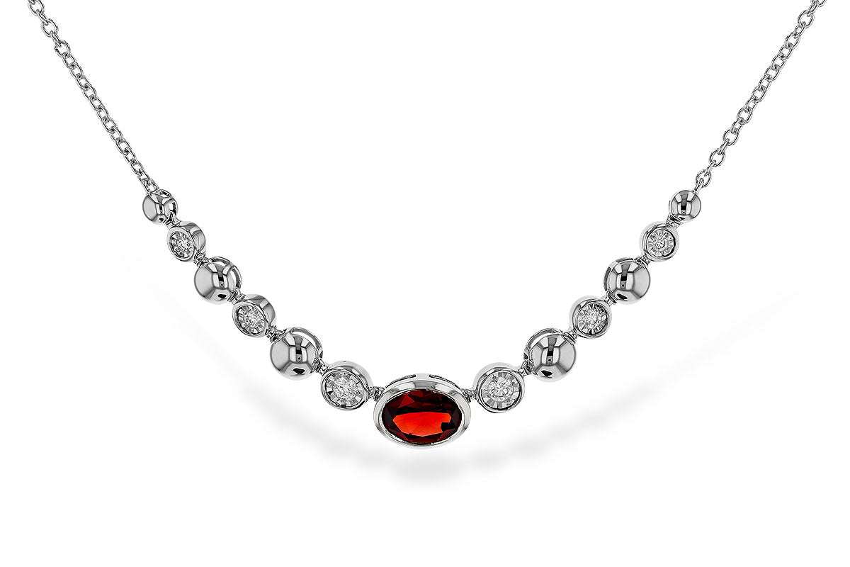 Allison Kaufman Garnet & Diamond Necklace in 14K White Gold, 1.00 ctw