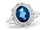 Allison Kaufman London Blue Topaz & Diamond Ring in 14K White Gold, 3.16 ctw
