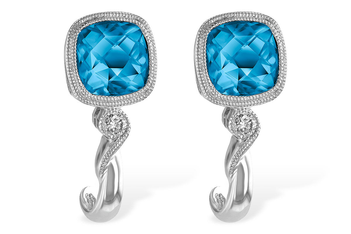 Allison Kaufman Blue Topaz & Diamond Earrings in 14K White Gold, 2.14 ctw (X19360)