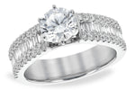Allison Kaufman Baguette Diamond Engagement Ring Semi-Mount in 14K White Gold, 0.81 ctw