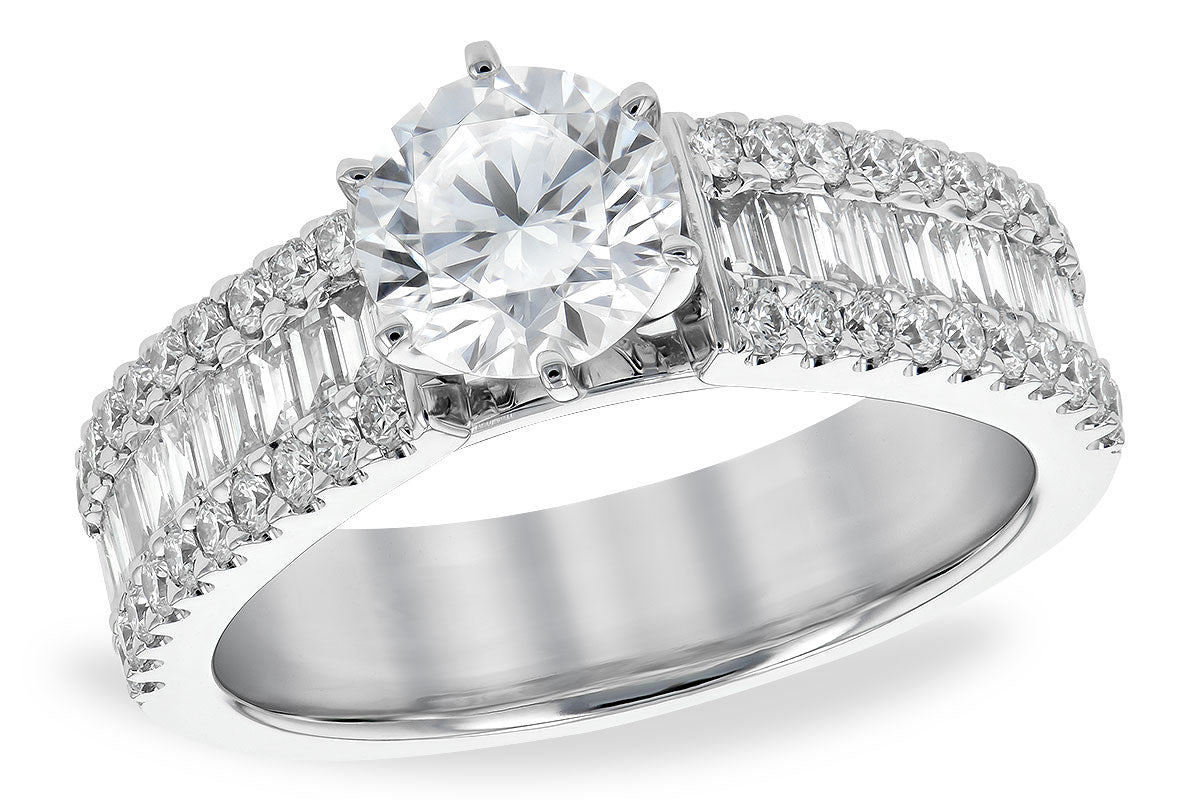 Allison Kaufman Baguette Diamond Engagement Ring Semi-Mount in 14K White Gold, 0.81 ctw