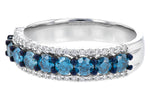Allison Kaufman Blue Diamond Wedding Band in 14K White Gold, 1.00 ctw, alternate view