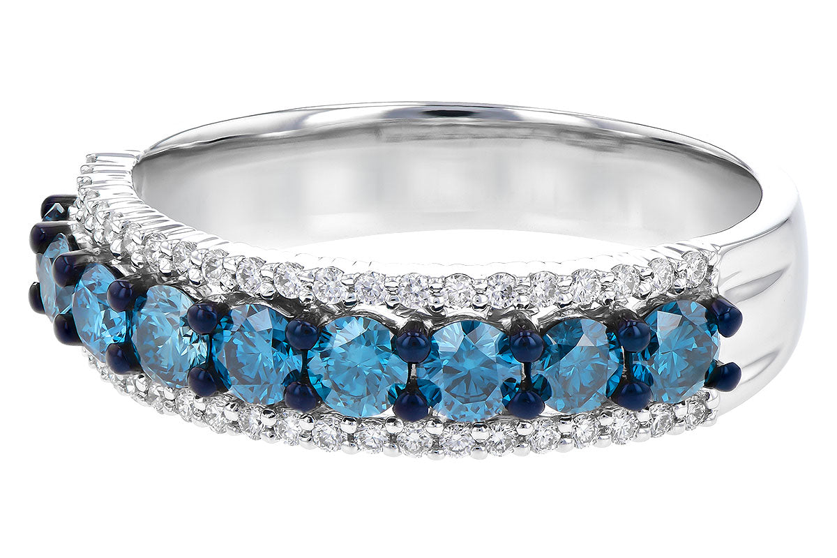 Allison Kaufman Blue Diamond Wedding Band in 14K White Gold, 1.00 ctw, alternate view