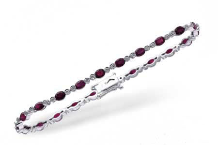 Allison Kaufman Ruby & Diamond Bracelet in 14K White Gold, 4.55 ctw
