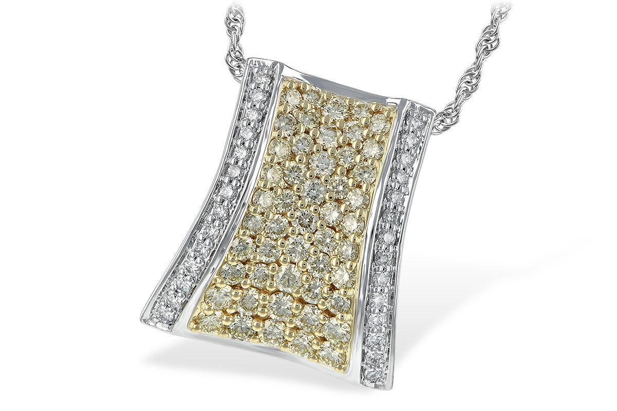 Allison Kaufman Yellow Diamond Necklace in 14K Two-Tone Gold, 1.63 ctw