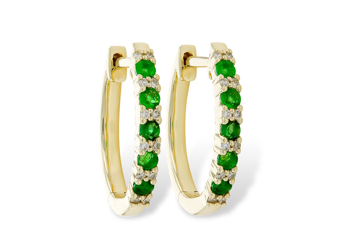 Allison Kaufman Emerald & Diamond Earrings in 14K Yellow Gold, 0.31 ctw