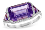 Allison Kaufman Amethyst & Diamond Ring in 14K White Gold, 3.70 ctw
