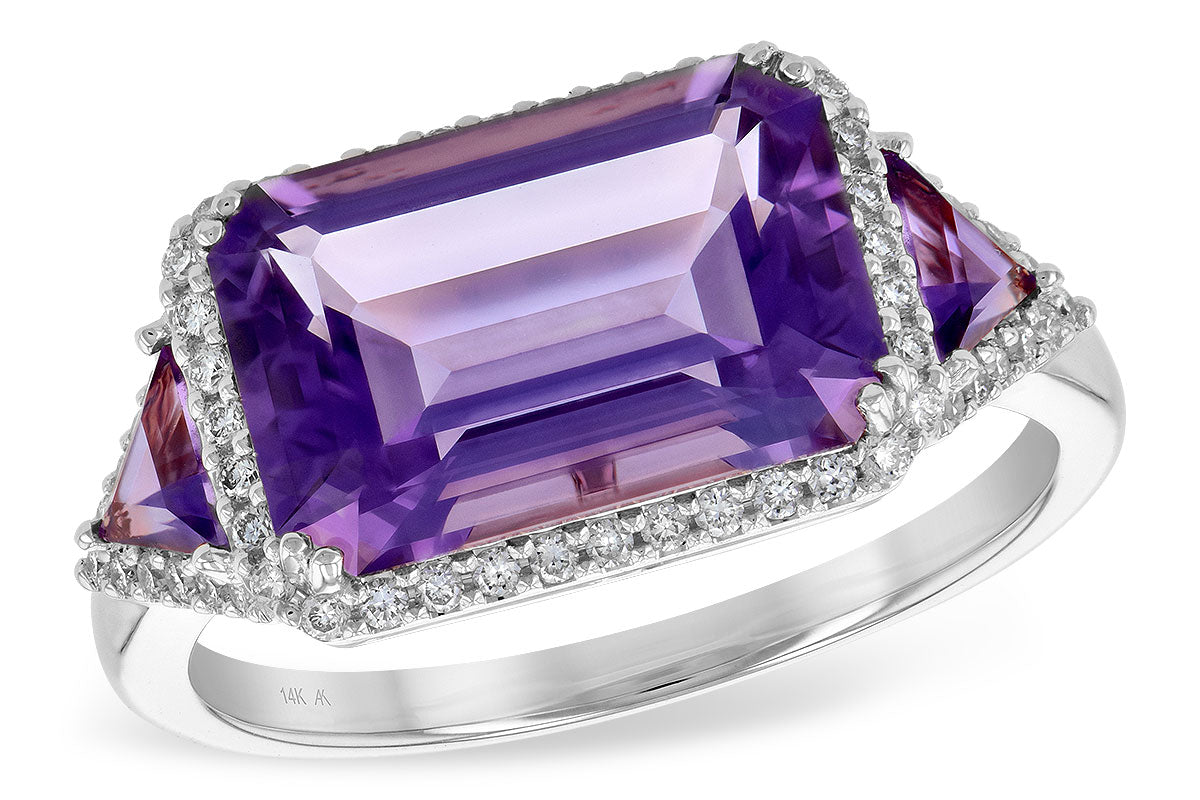 Allison Kaufman Amethyst & Diamond Ring in 14K White Gold, 3.70 ctw