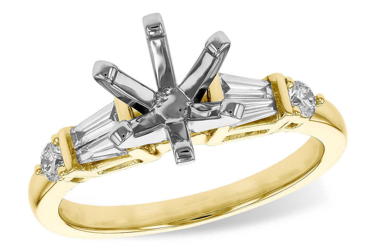 Allison Kaufman Baguette Diamond Engagement Ring Semi-Mount in 14K Yellow Gold, 0.34 ctw
