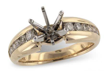 Allison Kaufman Diamond Engagement Ring Semi-Mount in 14K Yellow Gold, 0.46 ctw