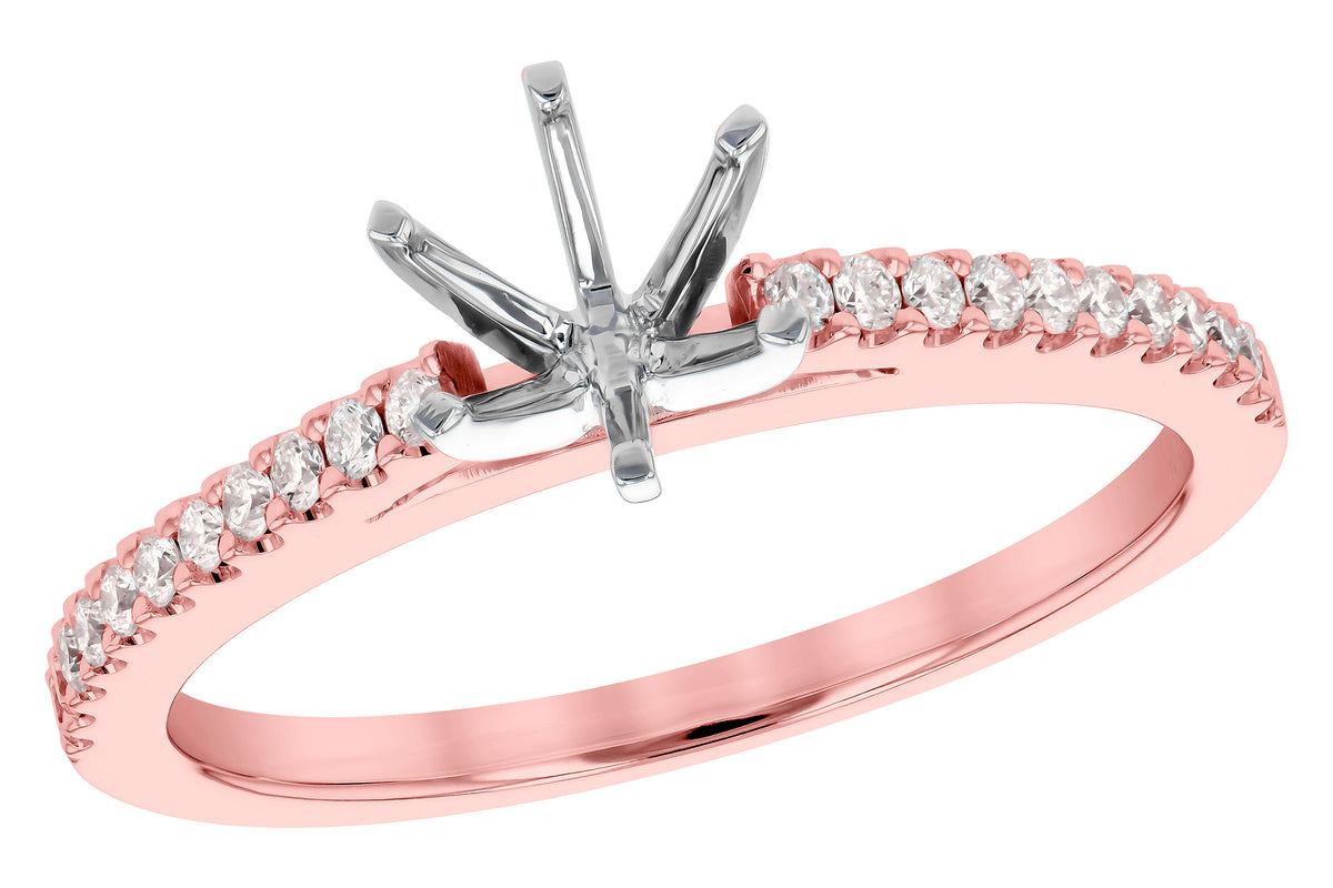 Allison Kaufman Diamond Engagement Ring Semi-Mount in 14K Rose Gold, 0.18 ctw (L7768)