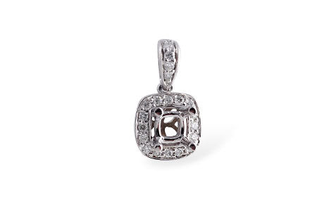 Allison Kaufman Diamond Pendant Semi-Mount in 14K White Gold, 0.13 ctw (P6490)