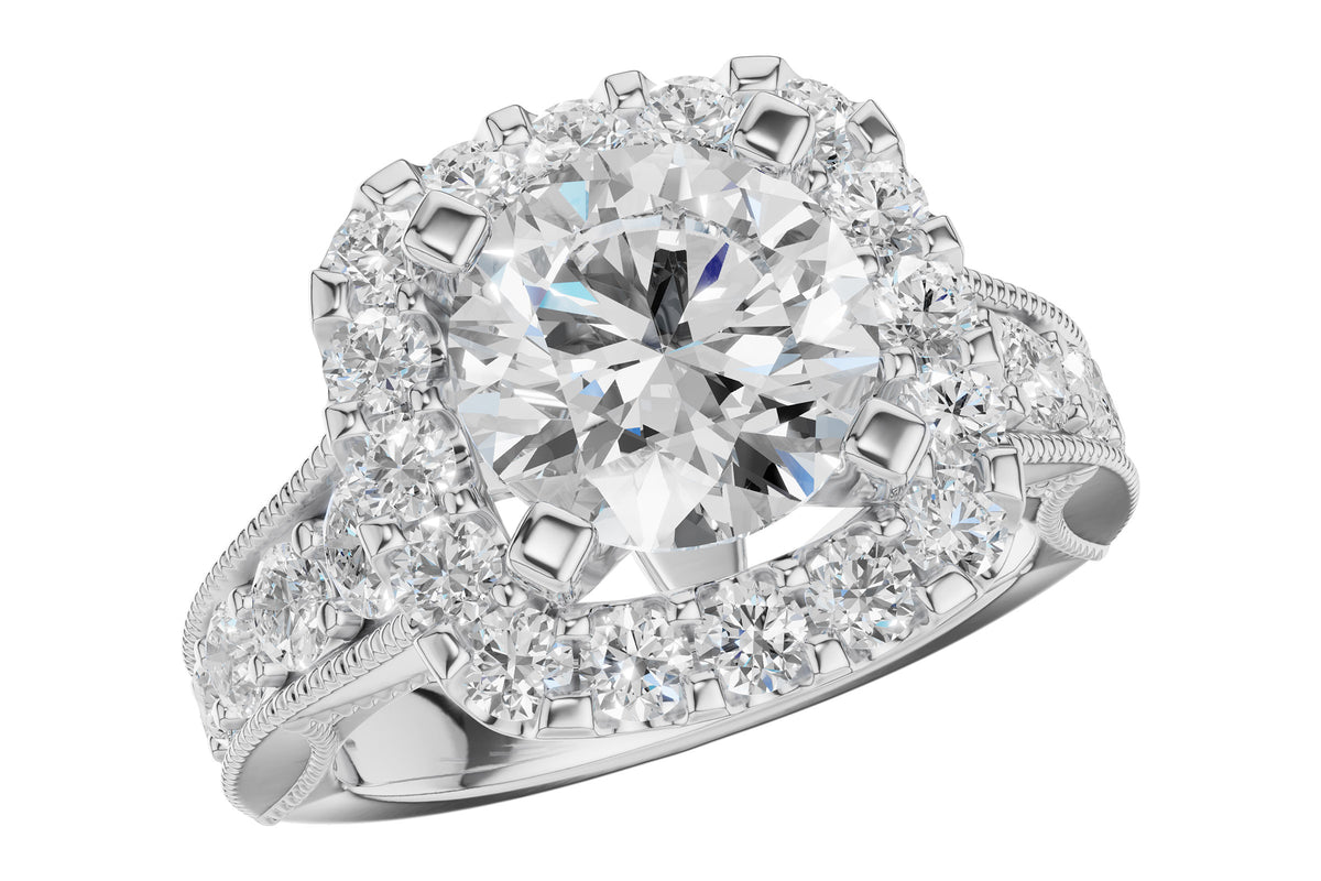 Allison Kaufman Diamond Engagement Ring Semi-Mount in 14K White Gold, 1.30 ctw