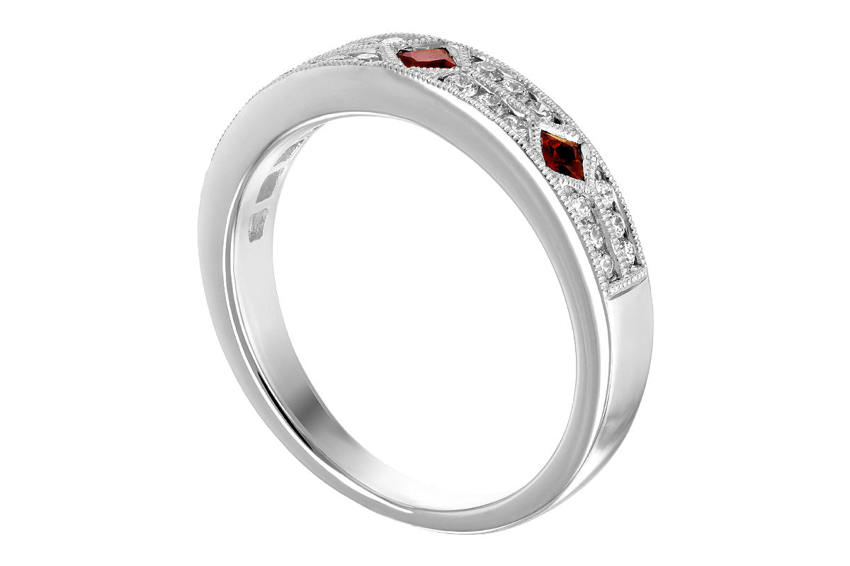 Allison Kaufman Ruby & Diamond Wedding Band in 14K White Gold, 0.48 ctw, alternate view
