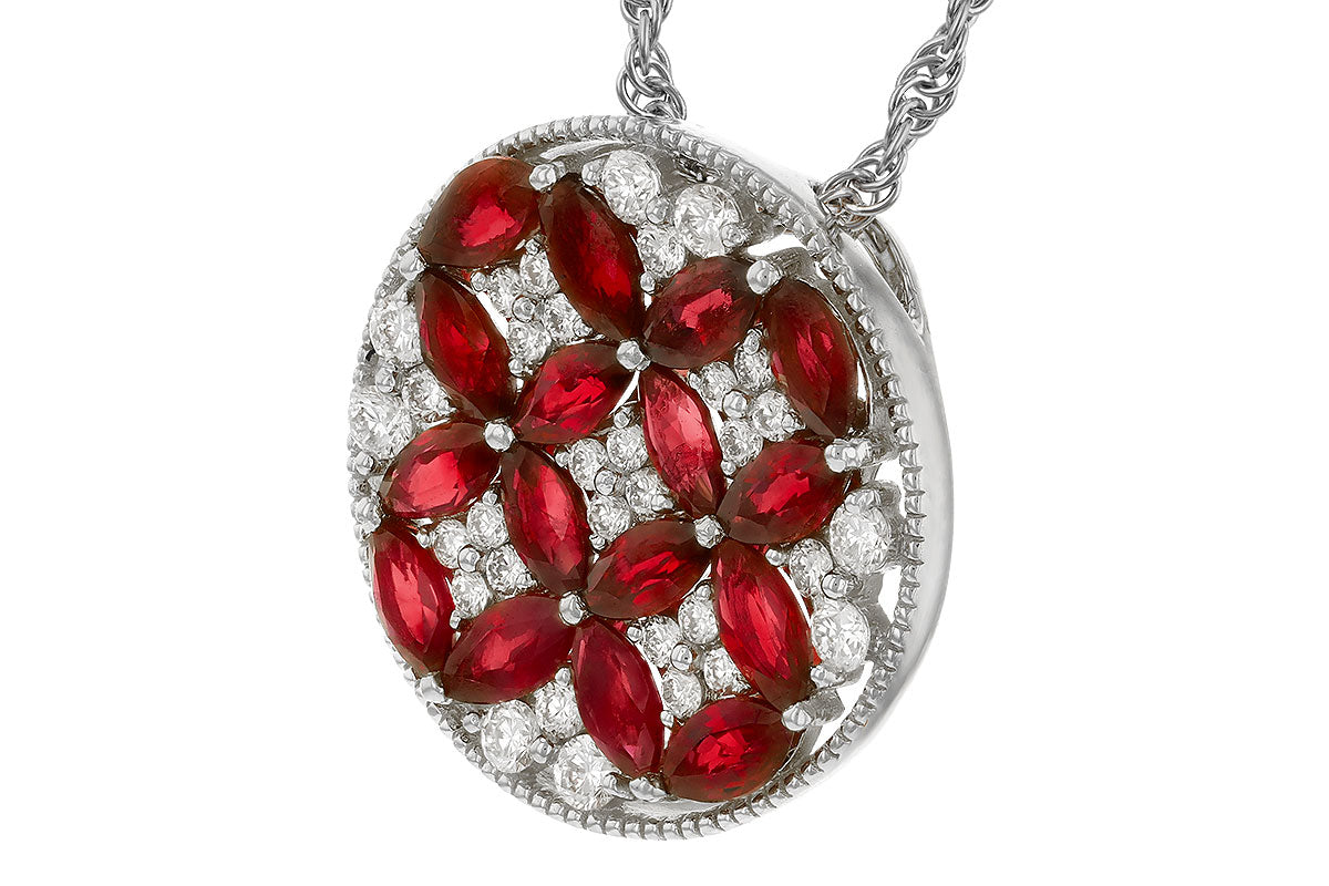 Allison Kaufman Ruby & Diamond Necklace in 14K White Gold, 1.92 ctw, alternate view
