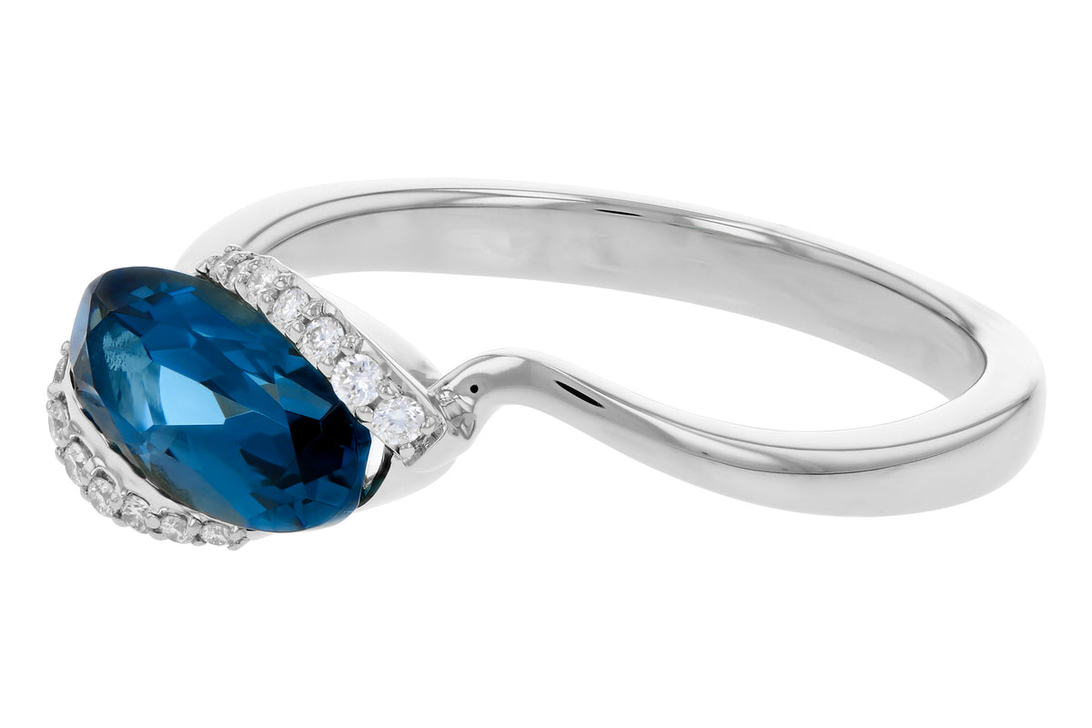 Allison Kaufman London Blue Topaz & Diamond Ring in 14K White Gold, 1.44 ctw, alternate view