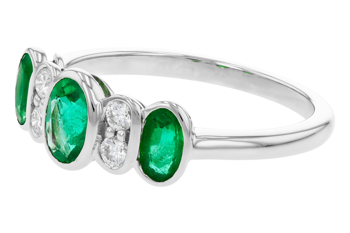 Allison Kaufman Emerald & Diamond Ring in 14K White Gold, 1.05 ctw, alternate view