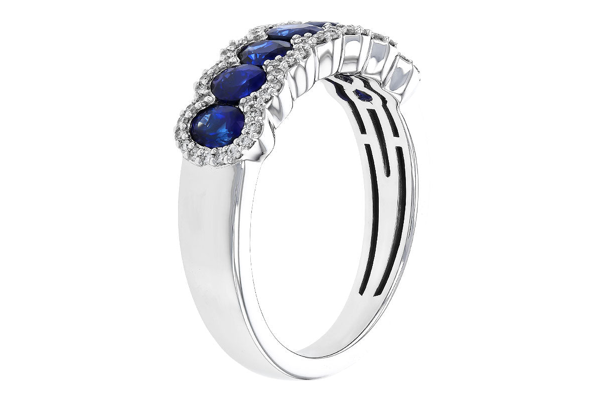 Allison Kaufman Sapphire & Diamond Wedding Band in 14K White Gold, 1.65 ctw, alternate view