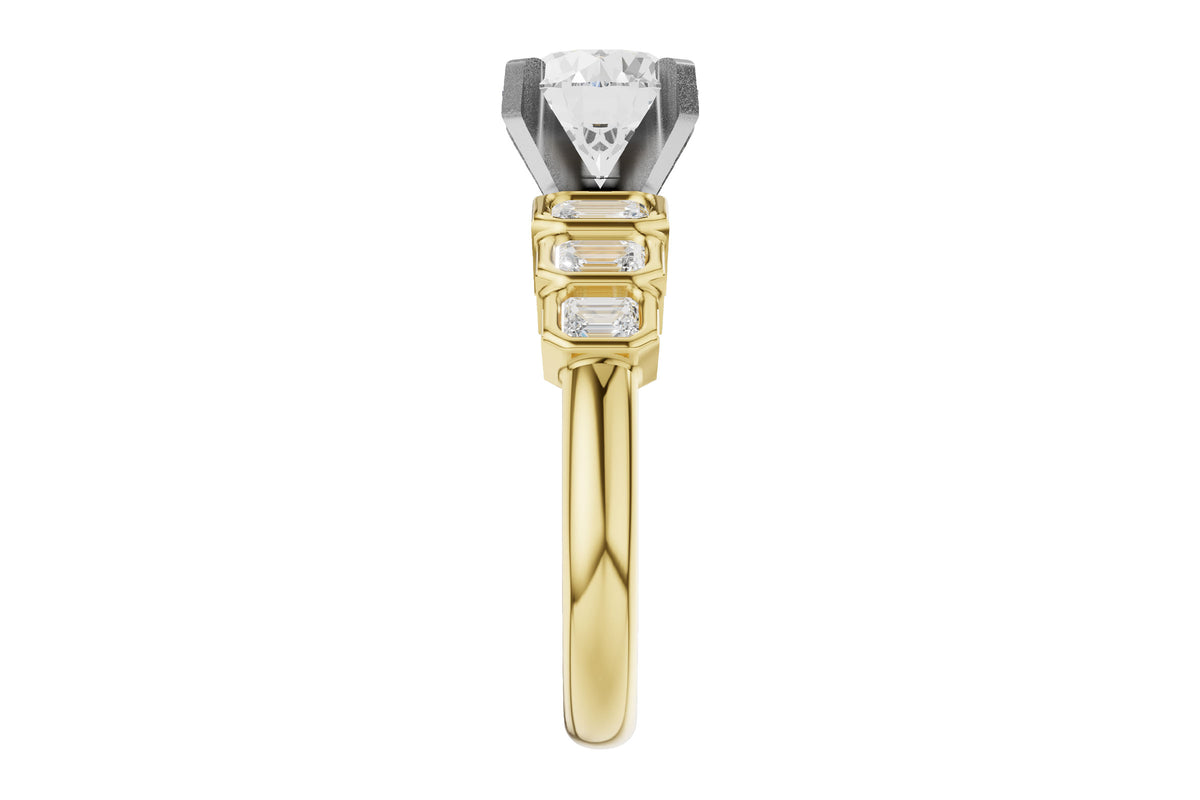 Allison Kaufman Fancy-Cut Diamond Engagement Ring Semi-Mount in 14K Yellow Gold, 0.92 ctw, alternate view