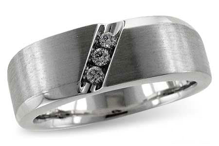 Allison Kaufman Diamond Men's Wedding Band in 14K White Gold, 0.10 ctw