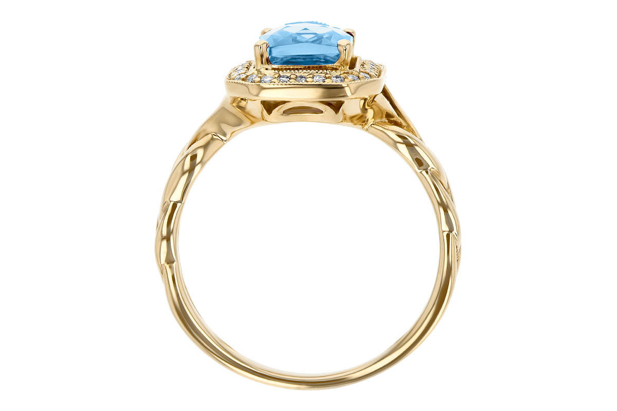 Allison Kaufman Blue Topaz & Diamond Ring in 14K Yellow Gold, 1.88 ctw, alternate view