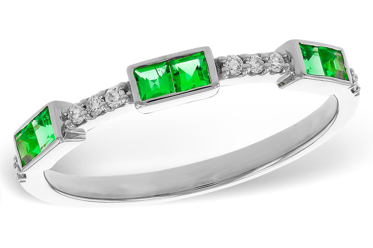 Allison Kaufman Emerald & Diamond Wedding Band in 14K White Gold, 0.30 ctw