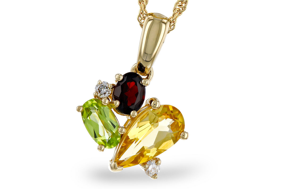 Allison Kaufman Multi-Gemstone & Diamond Necklace in 14K Yellow Gold, 0.82 ctw