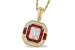 Allison Kaufman Ruby & Diamond Necklace in 14K Yellow Gold, 1.35 ctw