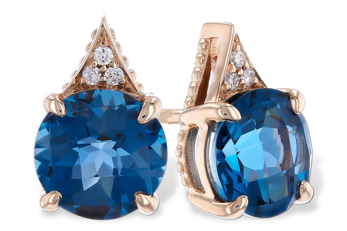 Allison Kaufman London Blue Topaz & Diamond Earrings in 14K Rose Gold, 1.90 ctw