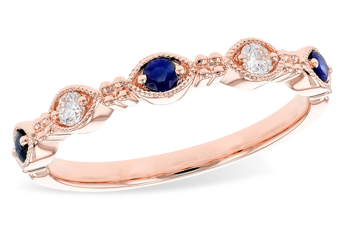 Allison Kaufman Sapphire & Diamond Wedding Band in 14K Rose Gold, 0.24 ctw