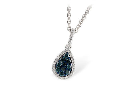Allison Kaufman Blue Diamond Necklace in 14K White Gold, 0.42 ctw