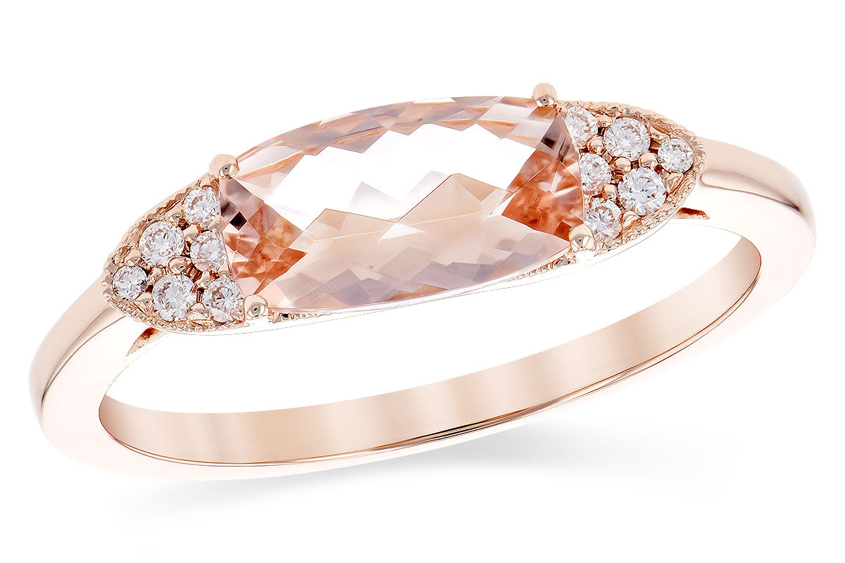 Allison Kaufman Morganite & Diamond Ring in 14K Rose Gold, 1.24 ctw