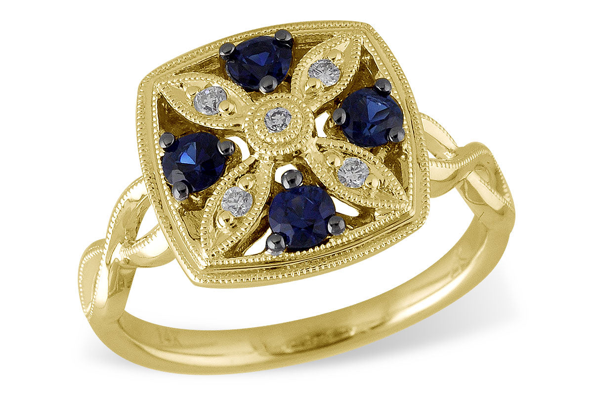 Allison Kaufman Sapphire & Diamond Ring in 14K Yellow Gold, 0.47 ctw