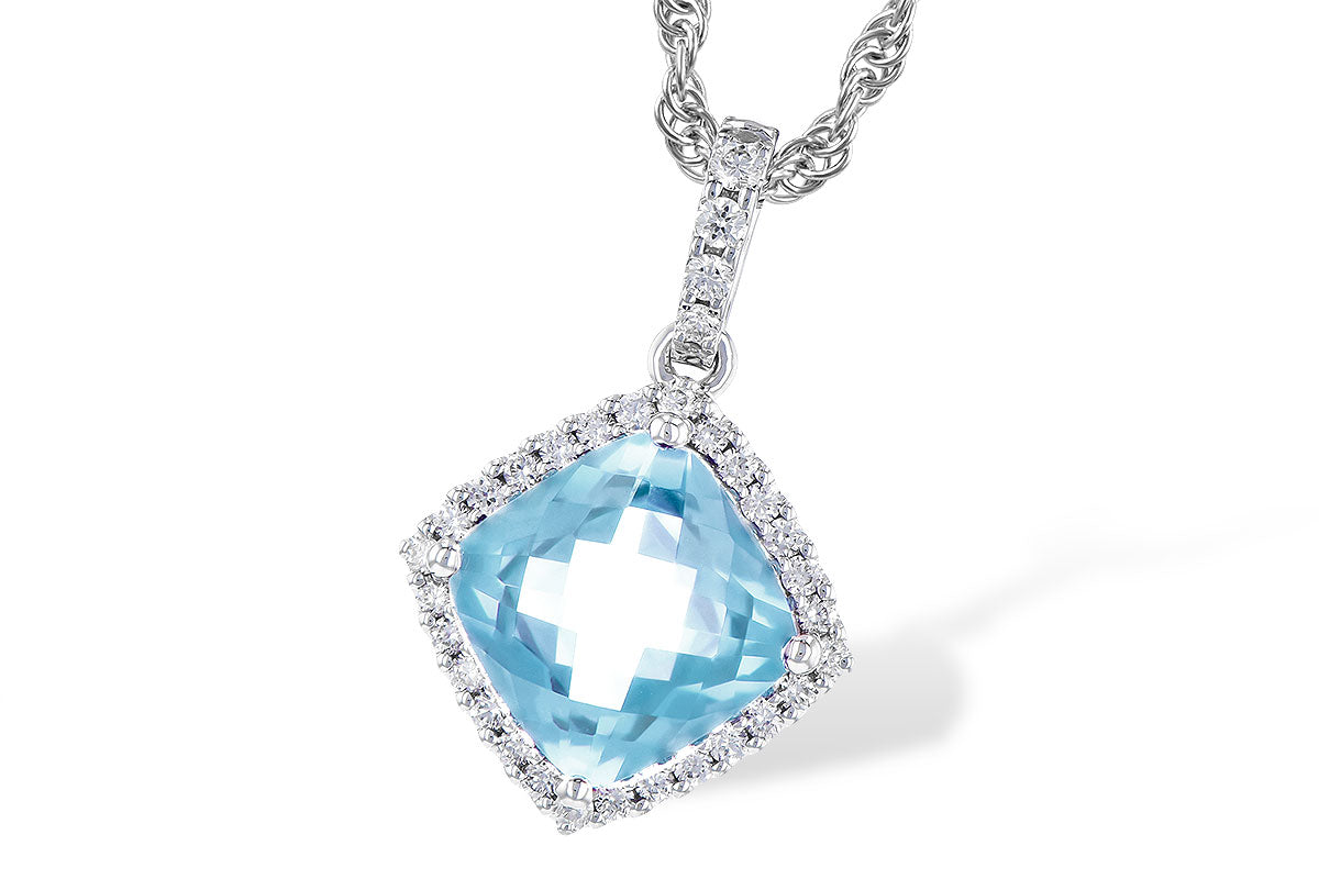 Allison Kaufman Aquamarine & Diamond Necklace in 14K White Gold, 1.27 ctw